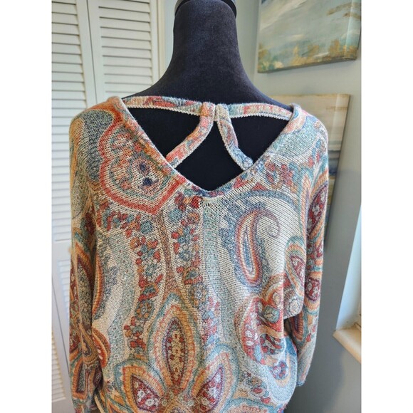 Paisley Sweater | Women's size Large | Colorful Summer Knit | Chico's - Picture 2 of 10
